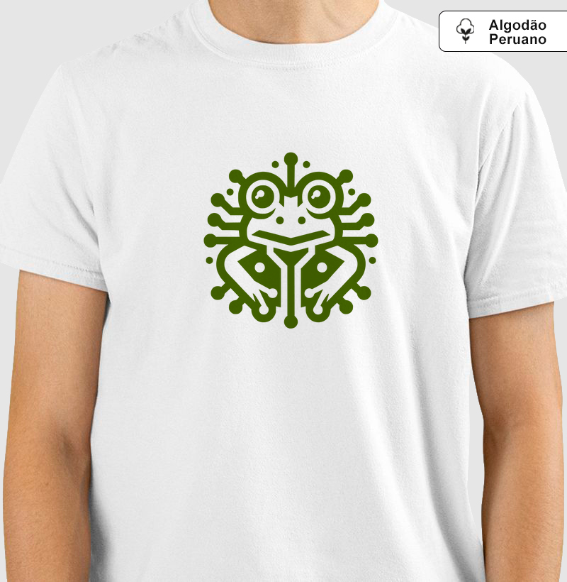Cyber Frog: Camiseta em Algodão Peruano - Tecnologia e Natureza em Harmonia