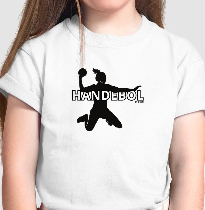 Camiseta KIDS de Handebol - Silhueta jogadora entre as letras