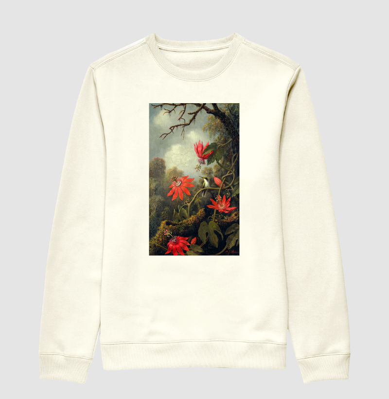 Hummingbird and Passionflowers