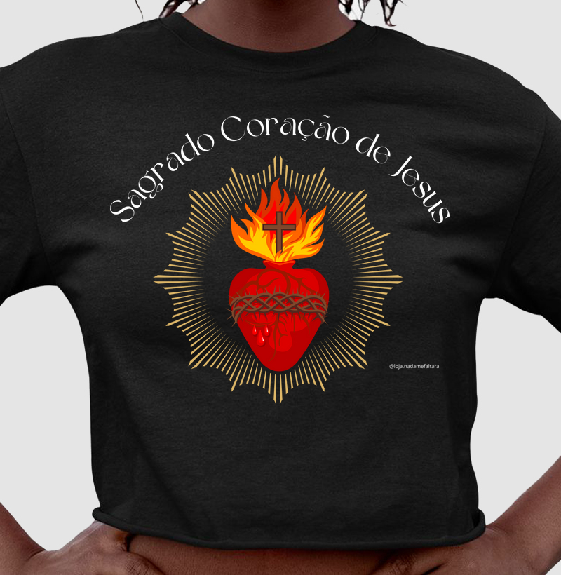 Camiseta Cropped Sagrado Coração de Jesus