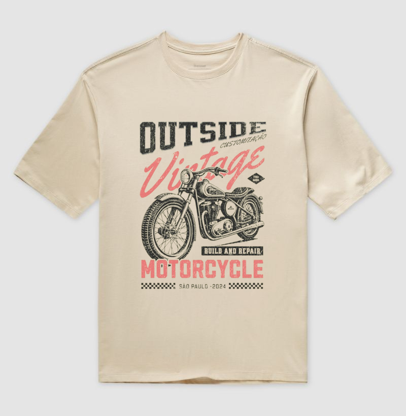 Camiseta Oversized - Vintage Motorcycle