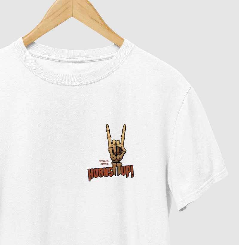 Camiseta Mãos Chifradas (Horns Up!) - Símbolo Heavy Metal | Exílio Röck