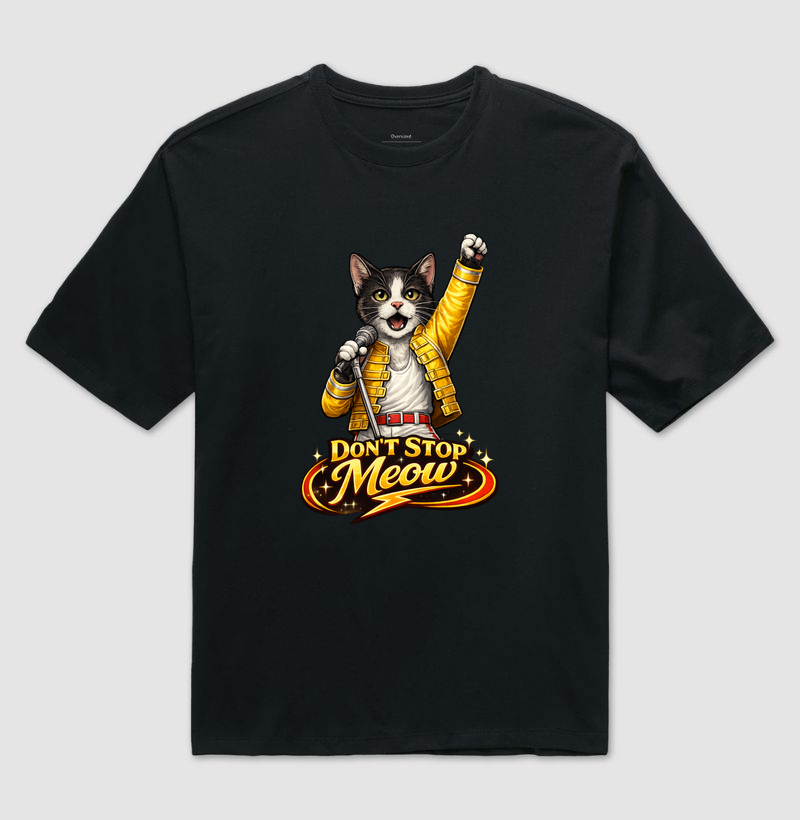 Camiseta Freddie Mercury Don't Stop Meow