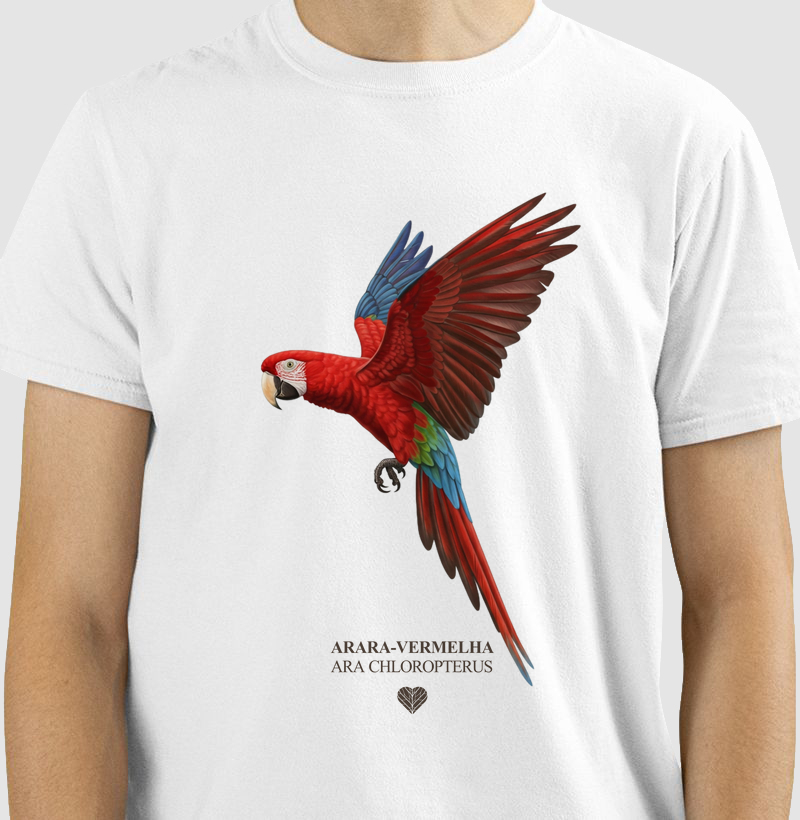 CAMISETE ARARA VERMELHA VOANDO
