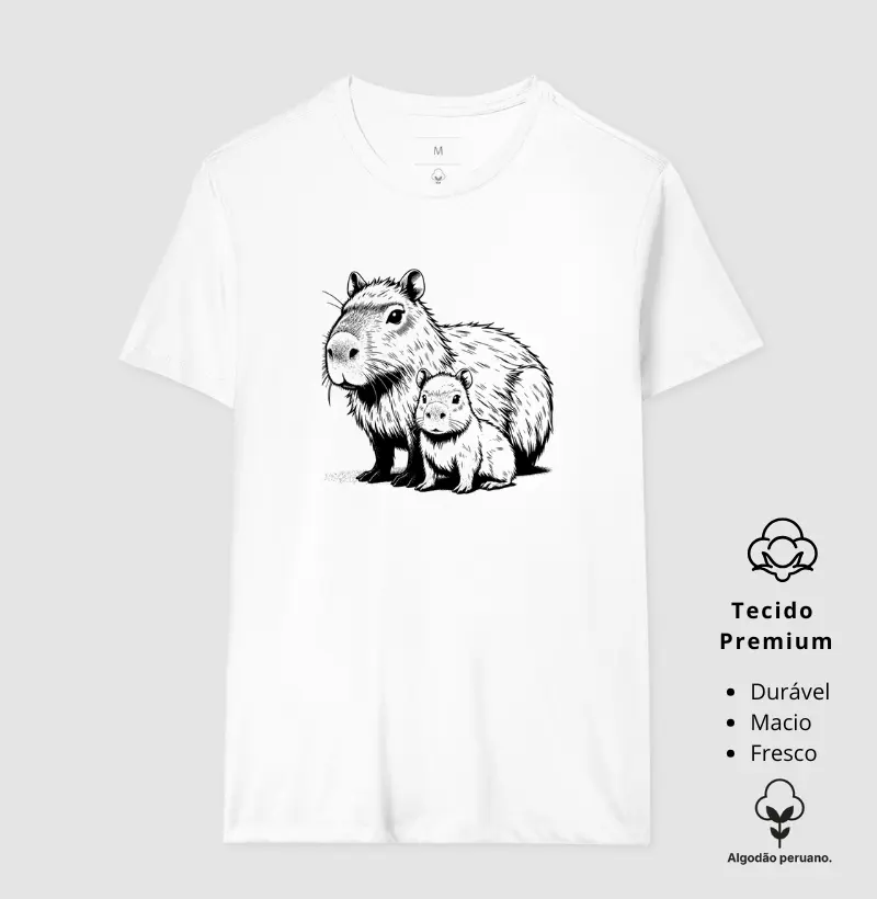 Camiseta Animalis 100% Algodão Peruano Capivara