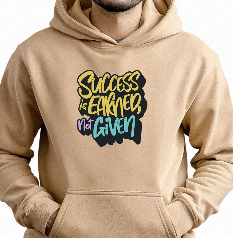 Sucesso É Conquistado, Não Dado: Moletom com Bolso - Expresse Sua Determinação