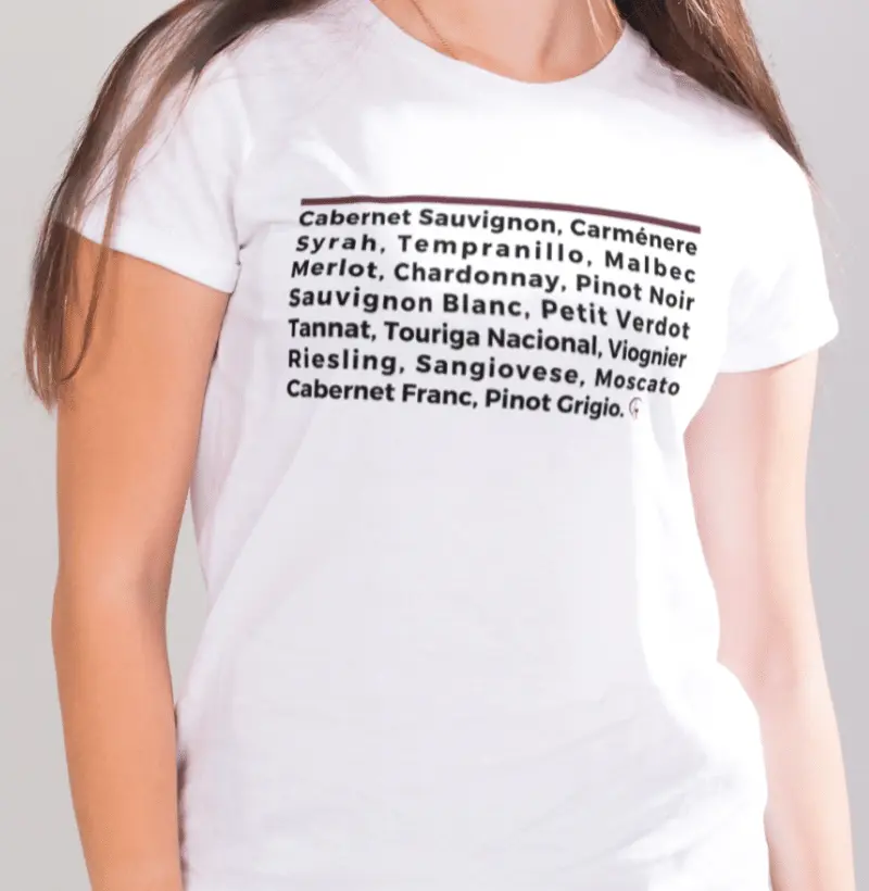 Camiseta Feminina Nomes de Uvas
