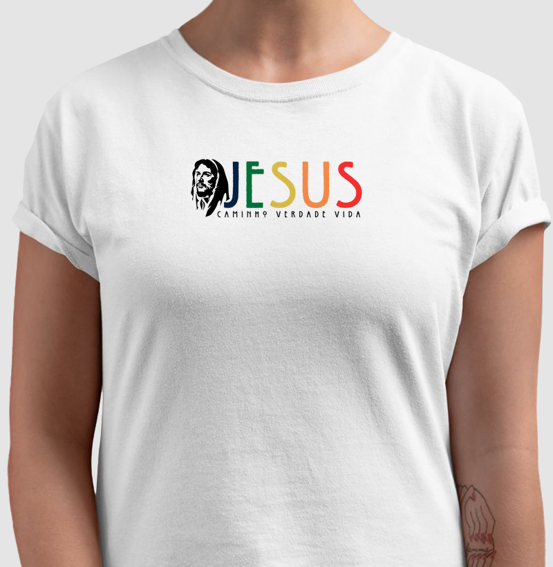 Camiseta Jesus Rosto Branca feminina