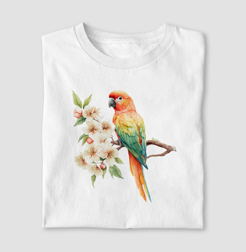 Camiseta pássaro Parrot Aquarela