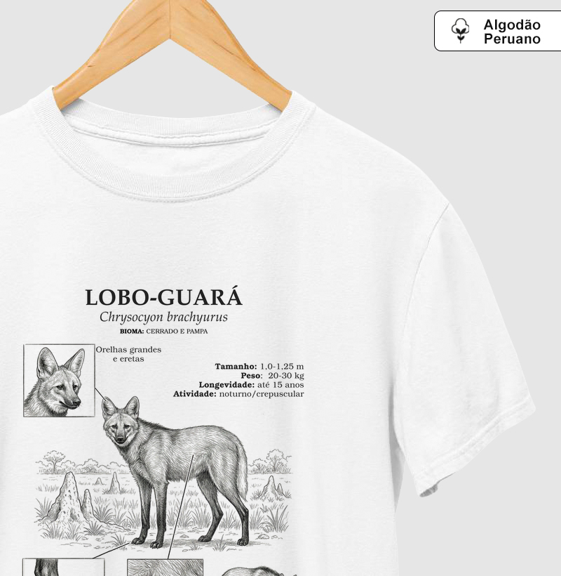 Camiseta Prime Lobo-Guará | Coleção Enciclopédia Tropical