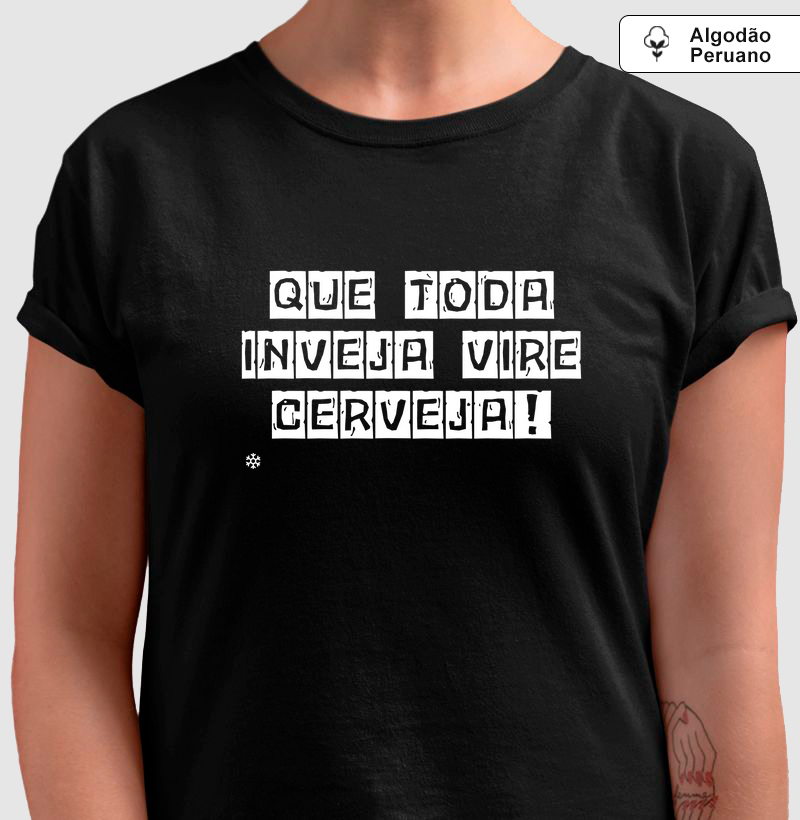 Camiseta Premium Inveja Vire Cerveja Preta