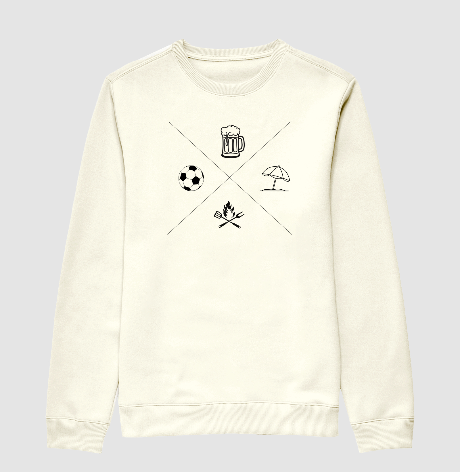 Camiseta - ícones, cerveja, futebol, churrasco e praia 