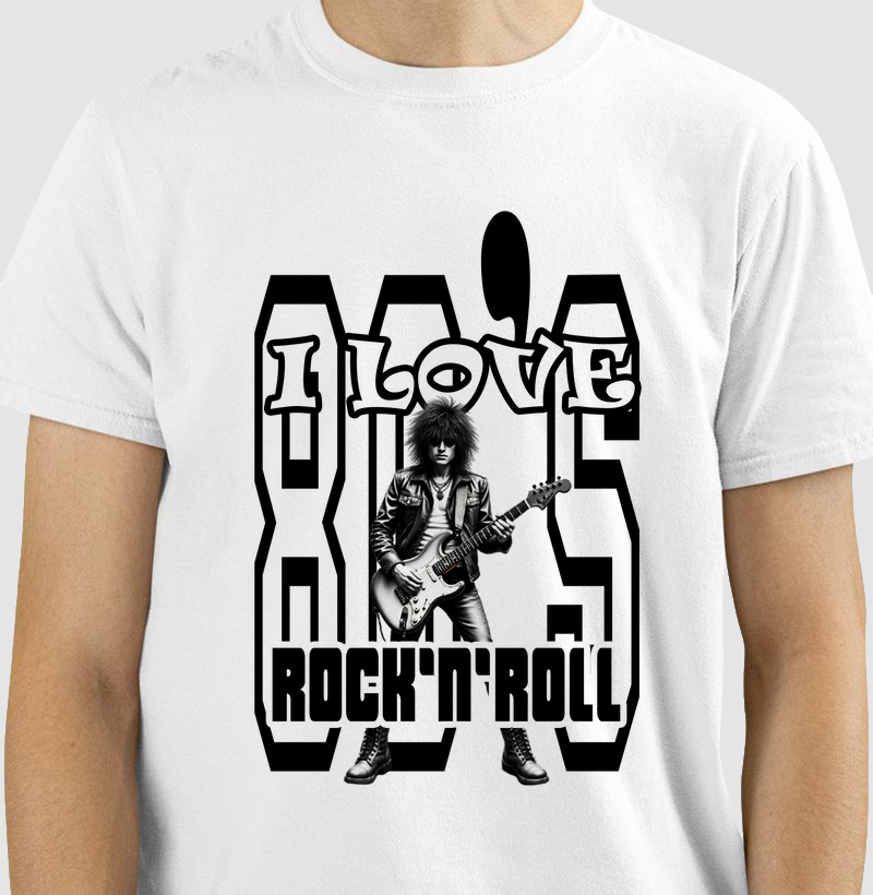 Camiseta "I Love Rock'n'Roll" - Estilo Retrô Anos 80