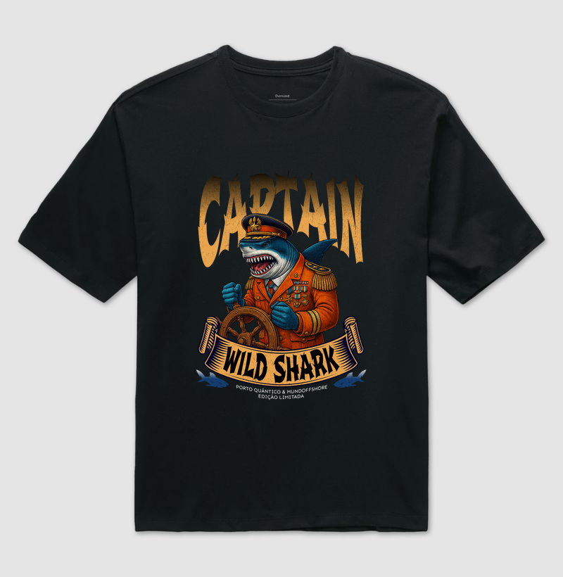 Camiseta Oversized Unissex 100% Algodão - Captain Shark