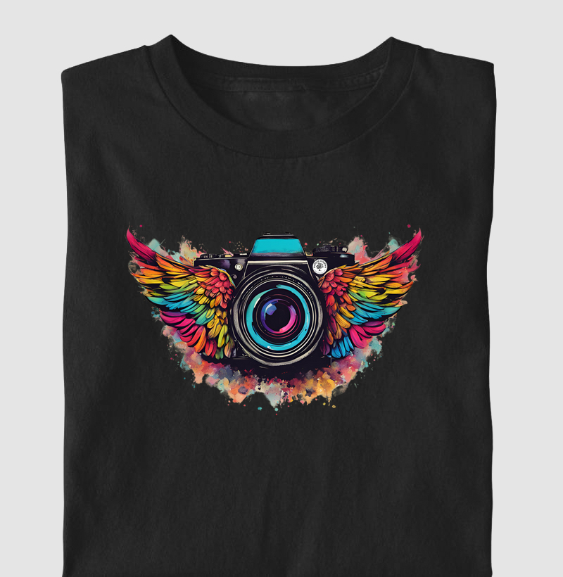 Camisetas / Imagens Criativas / Câmera com Asas 3