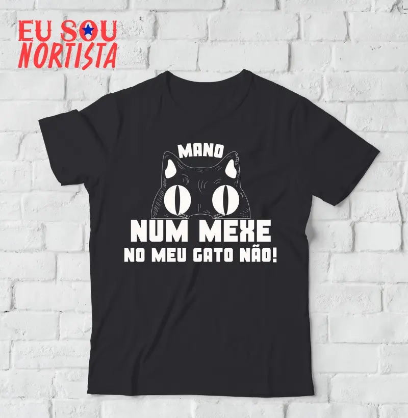 Camiseta Estampa Mano Num Mexe no Meu Gato Não