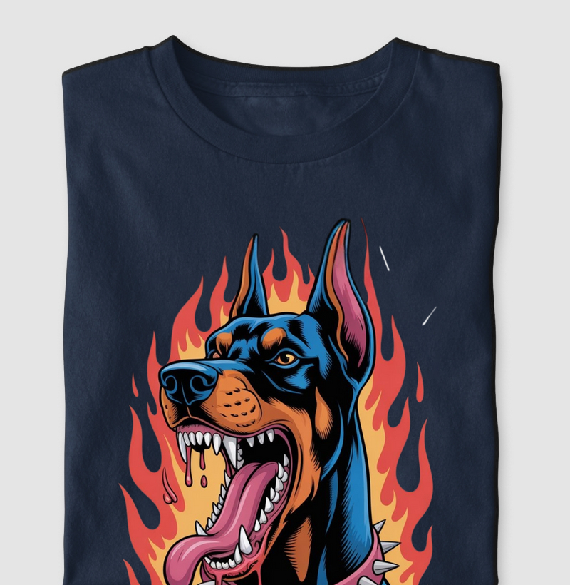 Camiseta Doberman em Chamas