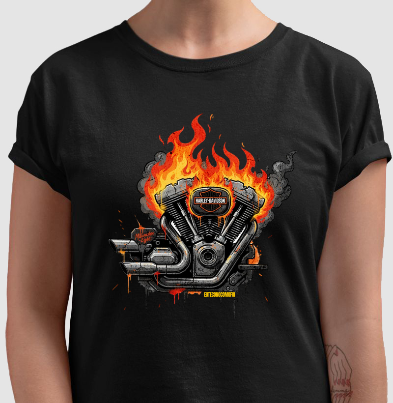 Camiseta motor m8 em chamas