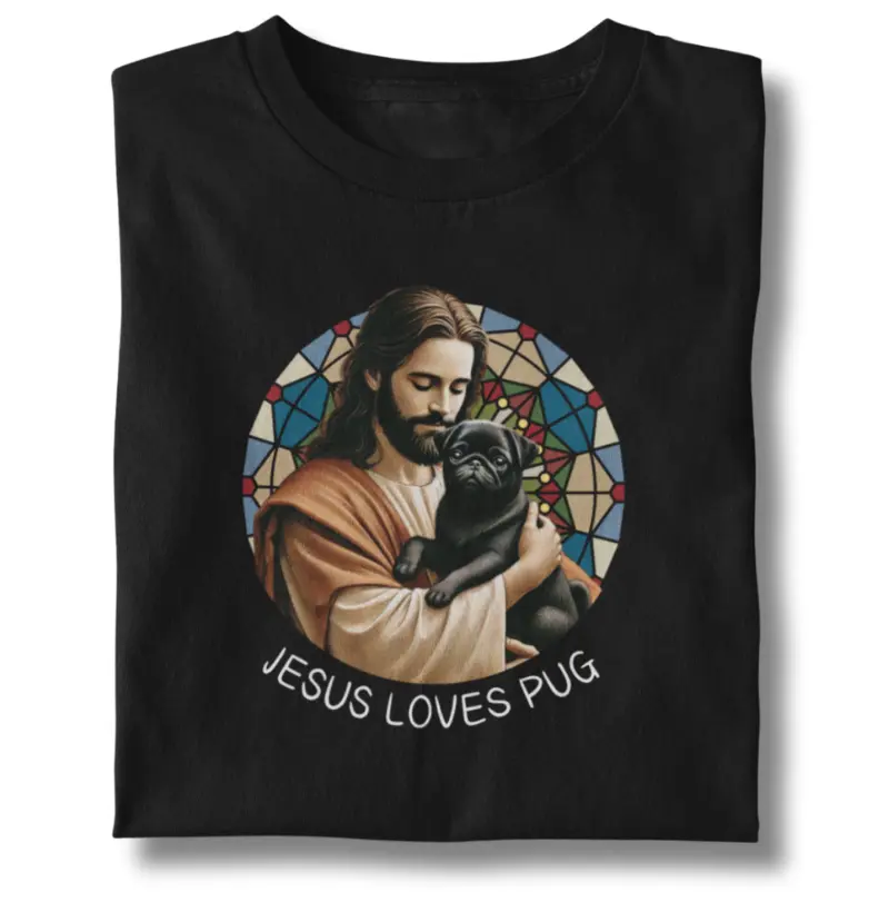 Jesus loves pug (preto)