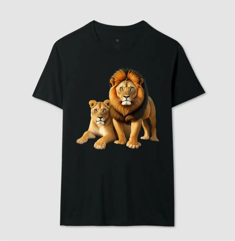 Camiseta Leão e Leoa Casal Exemplo