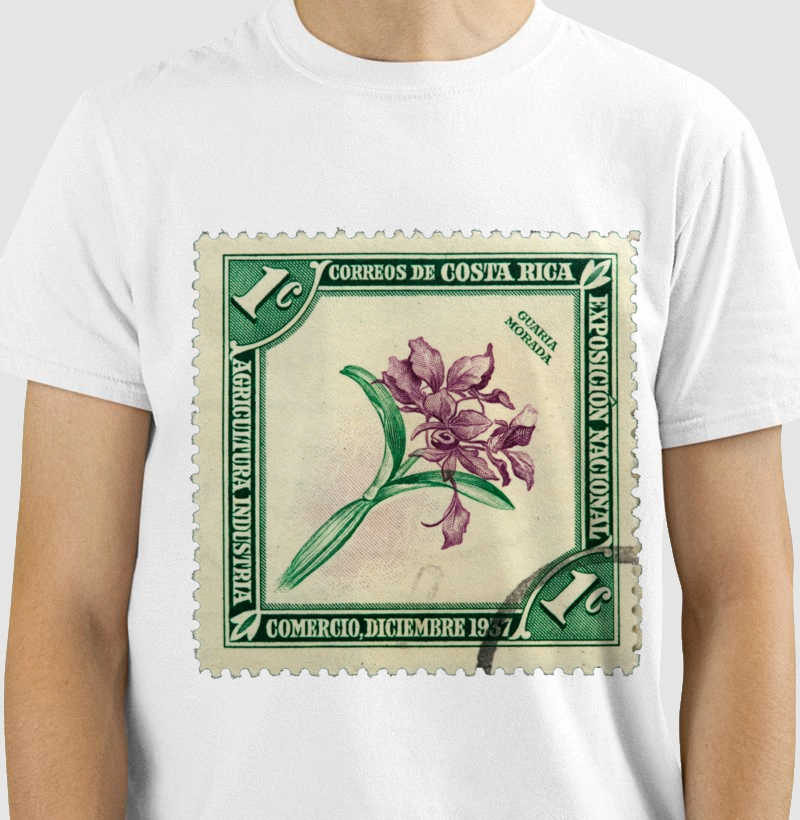 Camiseta Guaria Morada selo Costa Rica