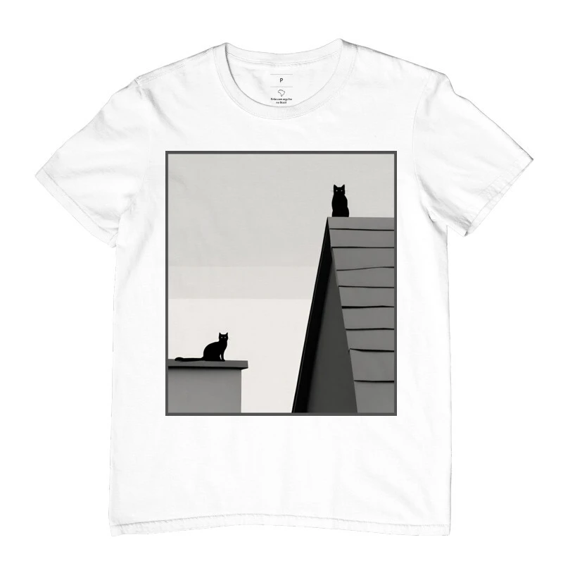Camiseta B t-shirts Gatos nos Telhados