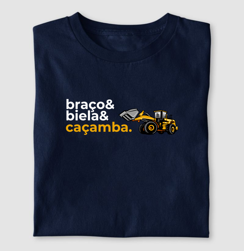 Braço, biela e caçamba.