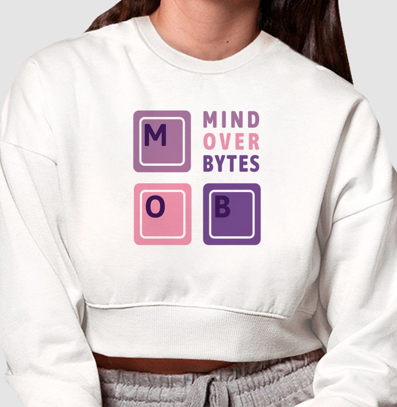 Mind Over Bytes: Moletom Cropped - Estampa para Mentes Criativas