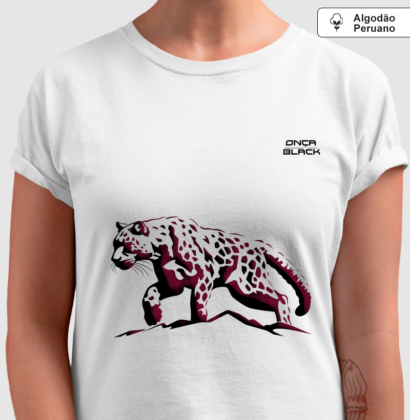 Camiseta Algodão Peruano - Onça caminhando