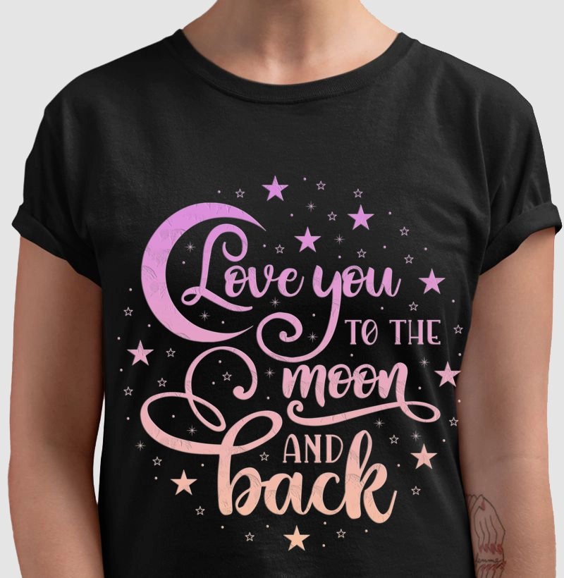 Love you to the moon and back degrade lilás e pêssego 