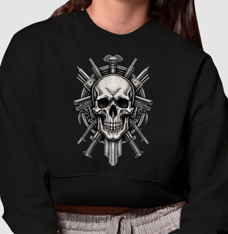 Moletom Cropped Skull & Guns 2