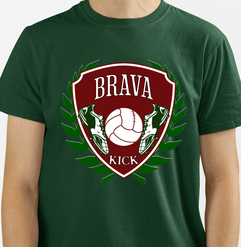 Camiseta Brasão Brava Kick Bordo e Verde