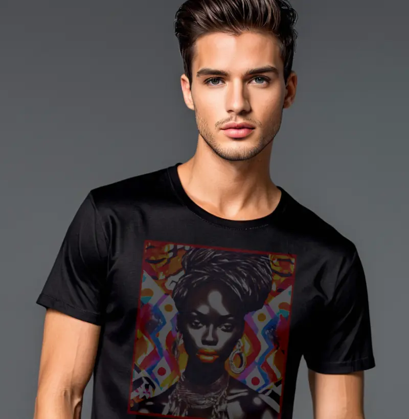 Camiseta Reserva Ink - Mulher Negra com Batom Laranja