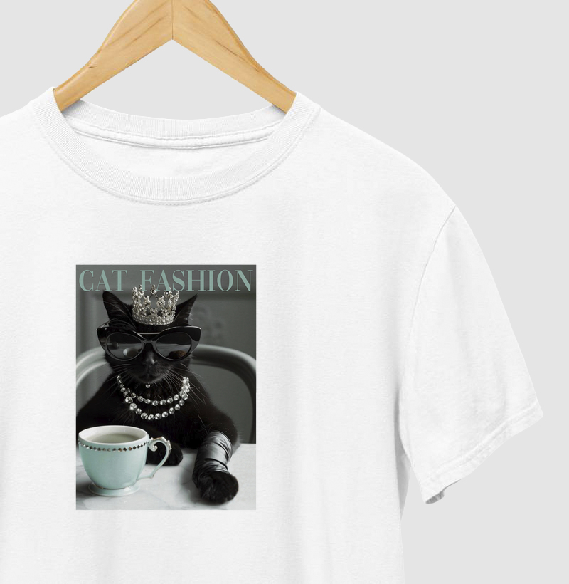 Camiseta gata preta de luxo