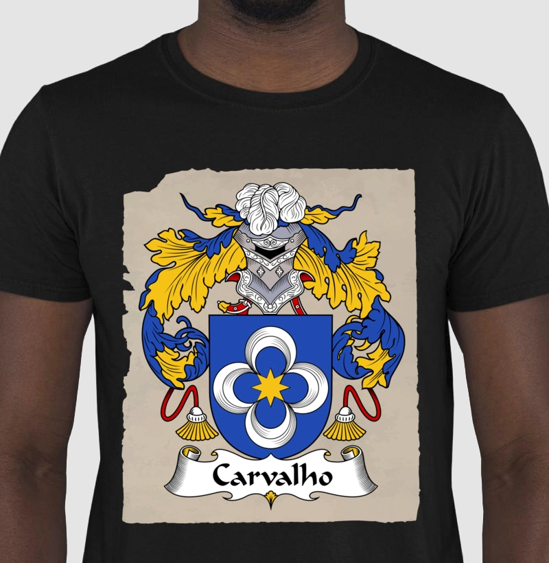 Camiseta Brasão Família Carvalho Sobrenome Heráldico 