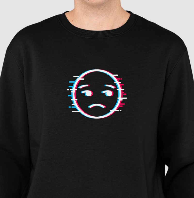 Suéter Moletom Slim Emoticon Glitch 