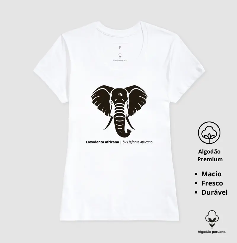 Camiseta Animalis Elefantes Africanos 100% Algodão Peruano