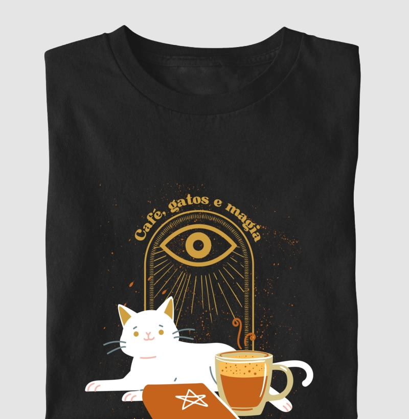 Camiseta Gato e Magia