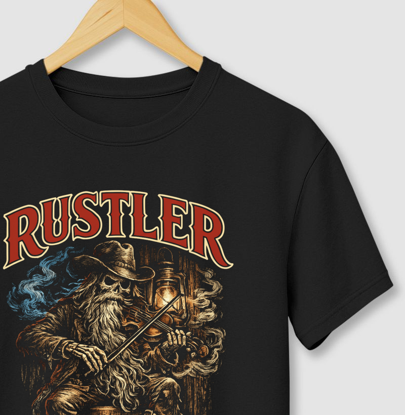 Camiseta Rustler Outlaw Country – Skull Fiddle