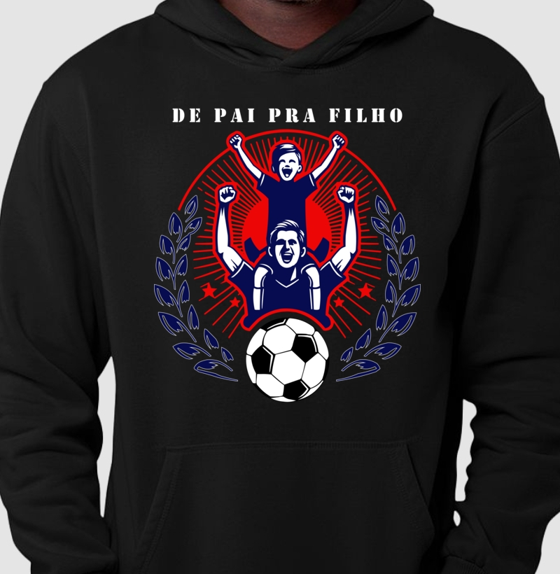 Hoodie Moletom De Pai Pra Filho - Azul, Vermelho e Branco