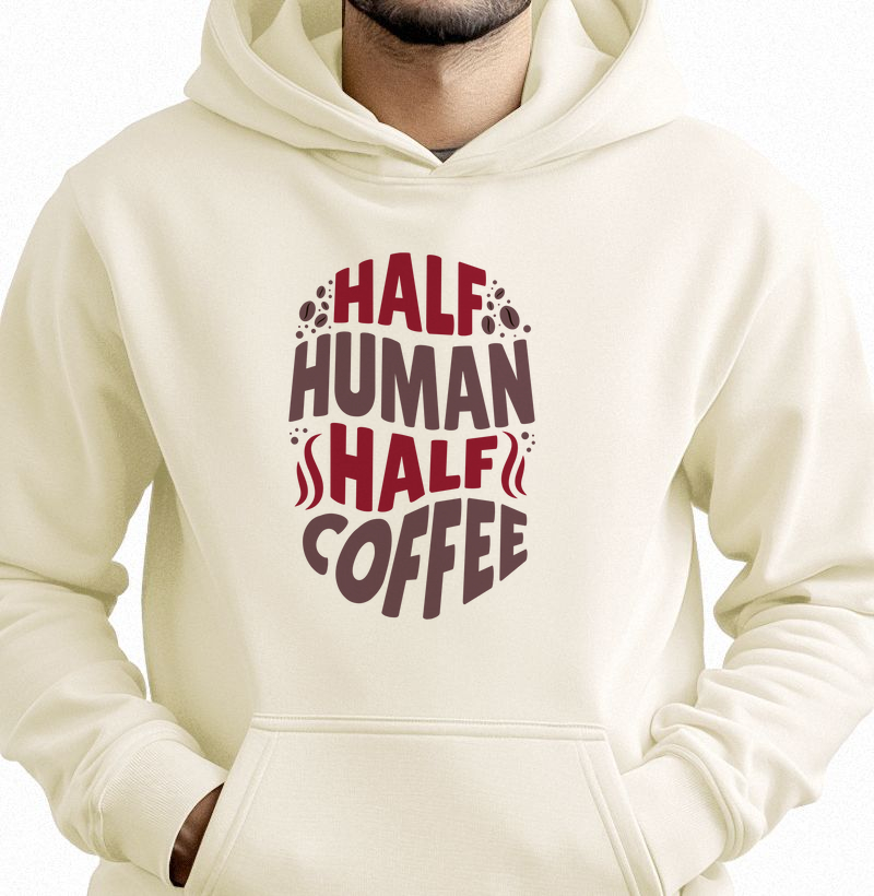 Half Human, Half Coffee: Moletom com Bolso - Estilo para Amantes do Café e da Personalidade!