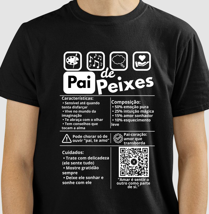 Camiseta Pai de Peixes – Amor Sonhador e Incondicional