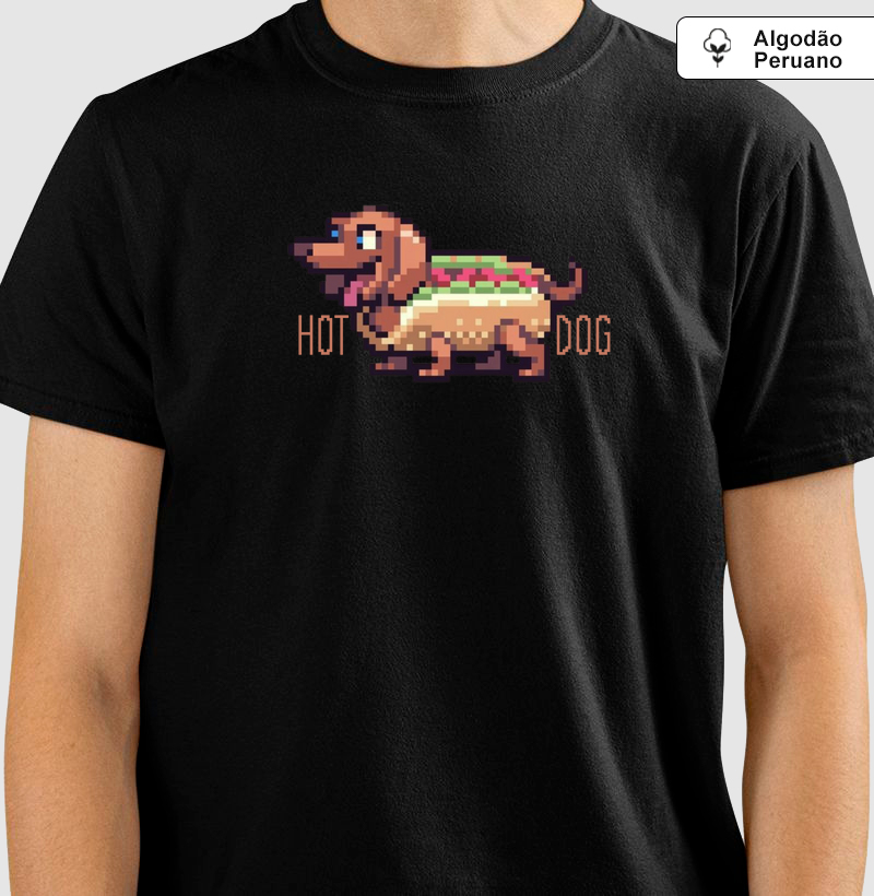 Camiseta  Algodão Peruano HotDog Reset8Bit