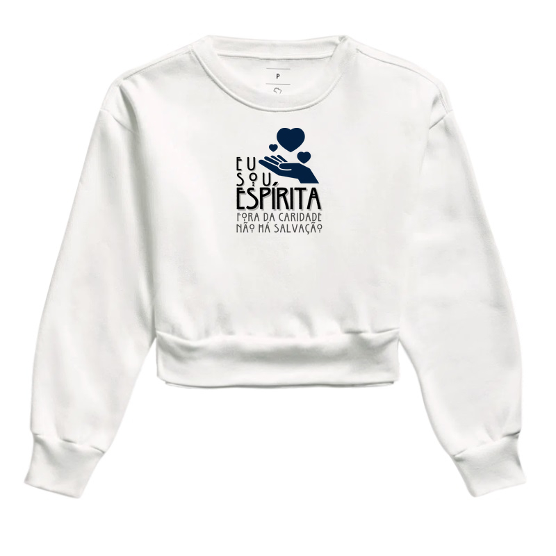 Estampa Sou Espírita Corações Branco Fem.