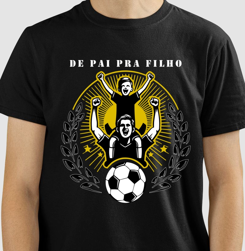 Camiseta De Pai Pra Filho - Amarelo, Preto e Branco