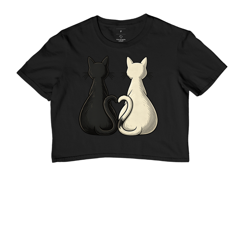 Camiseta Dupla de Gatos e Coraçãozinho