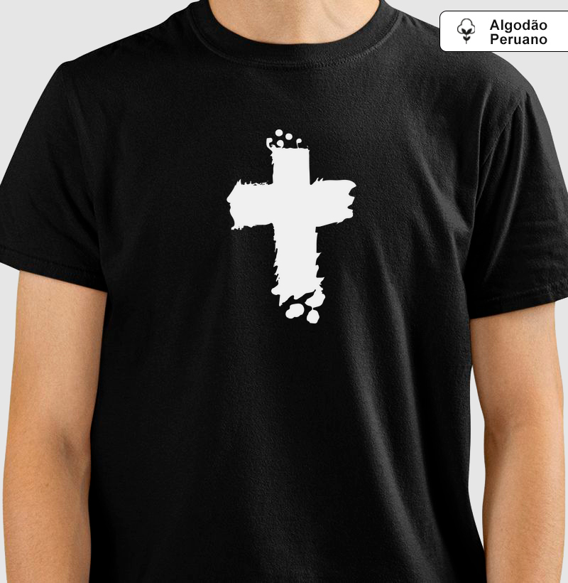 Cruz Minimalista: Camiseta em Algodão Peruano - Fé e Estilo em Perfeita Harmonia