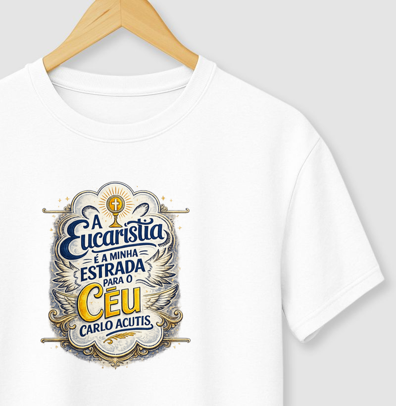 Camiseta São Carlo Acutis, estrada para o céu!