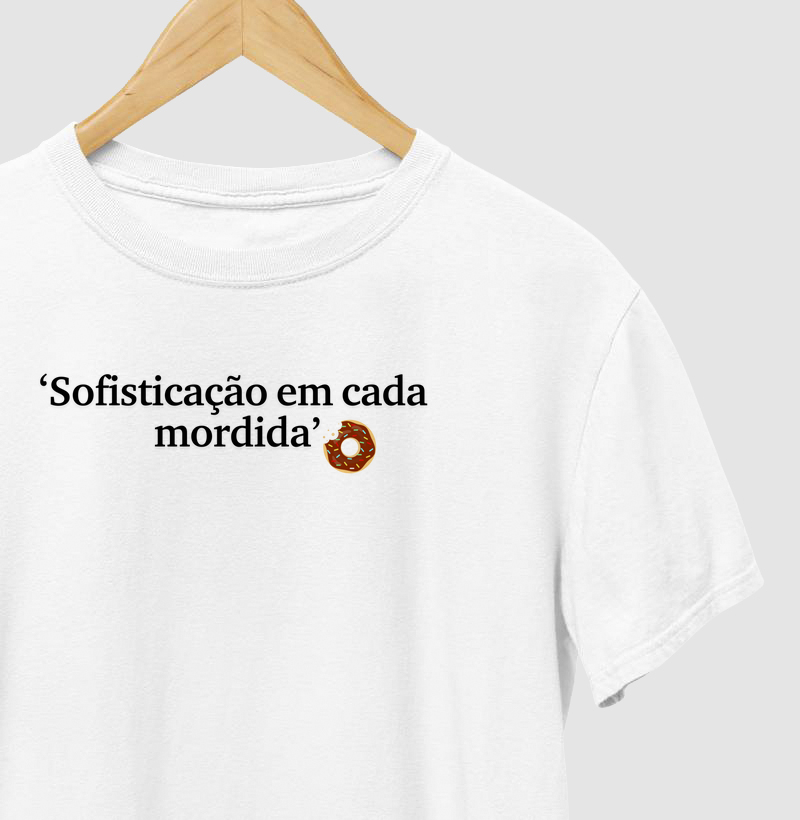 T-shirt sofisticação a cada mordida