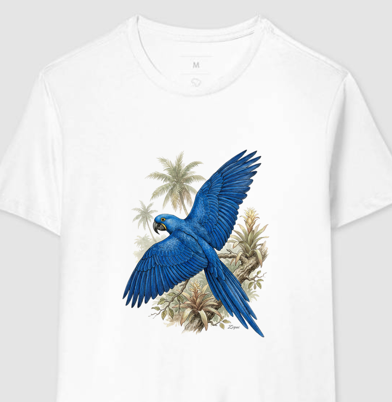 Camiseta Arara-Azul | Coleção Aquarela Nativa